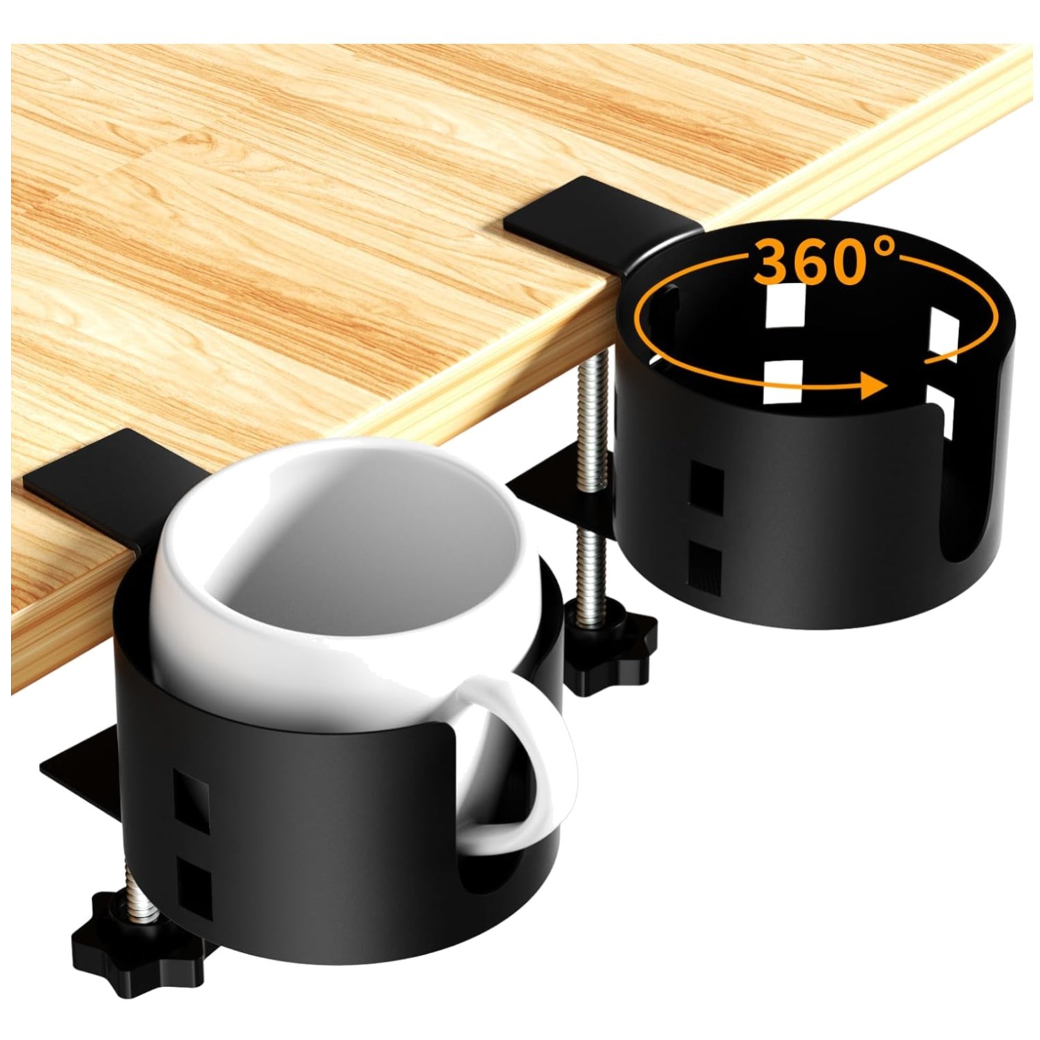 Sturdy Metal Desk Cup Holder, 2-Pack, Easy Install