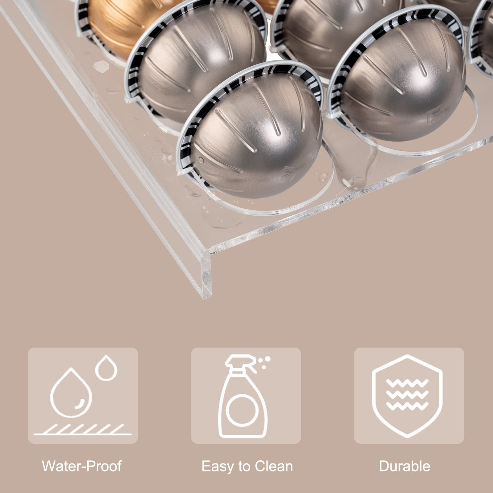 SUMERFLOS Coffee Pod Holder Storage Tray 40 Pods-1 Pack, clear-40 Pack