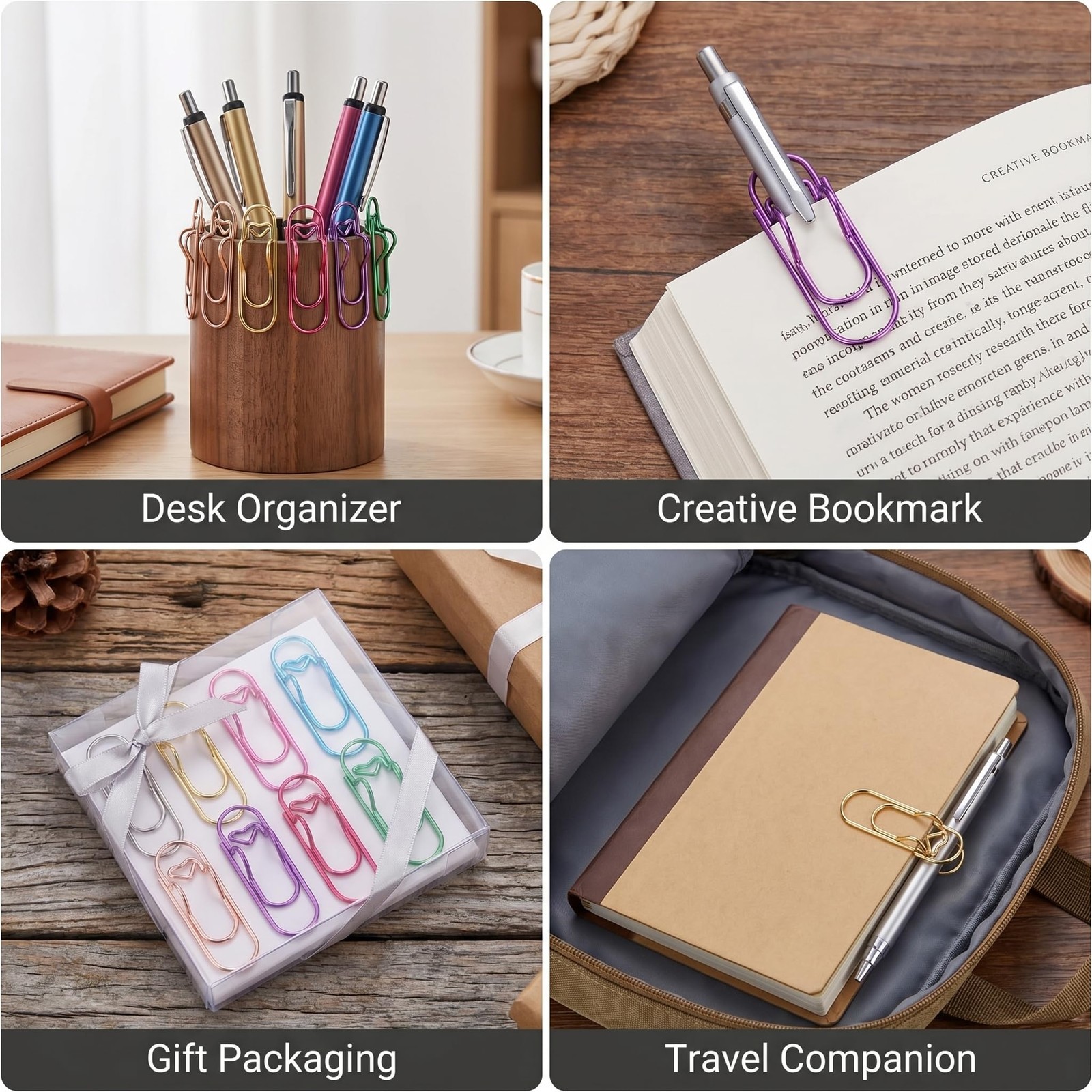 8 Pcs Heart Shaped Pen Clips, Multifunctional Metal Paper Clip Pen Holder for…