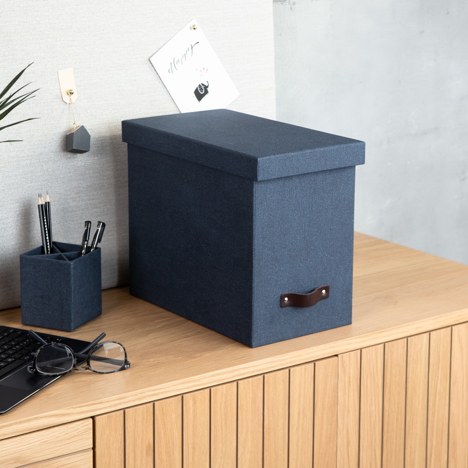 Bigso John Desktop File Box – File Storage Box for Paperwork – Blue