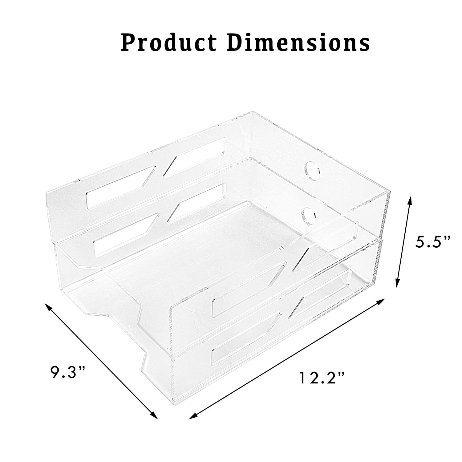 Acrylic Letter Tray TwoTier Fits A4 Clear Stackable Paper Organizer Trays