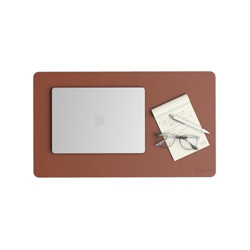 Smead Desk Pad, Vegan Leather Desk Mat with Non-Slip Small (23.6″x13.7″) Brown
