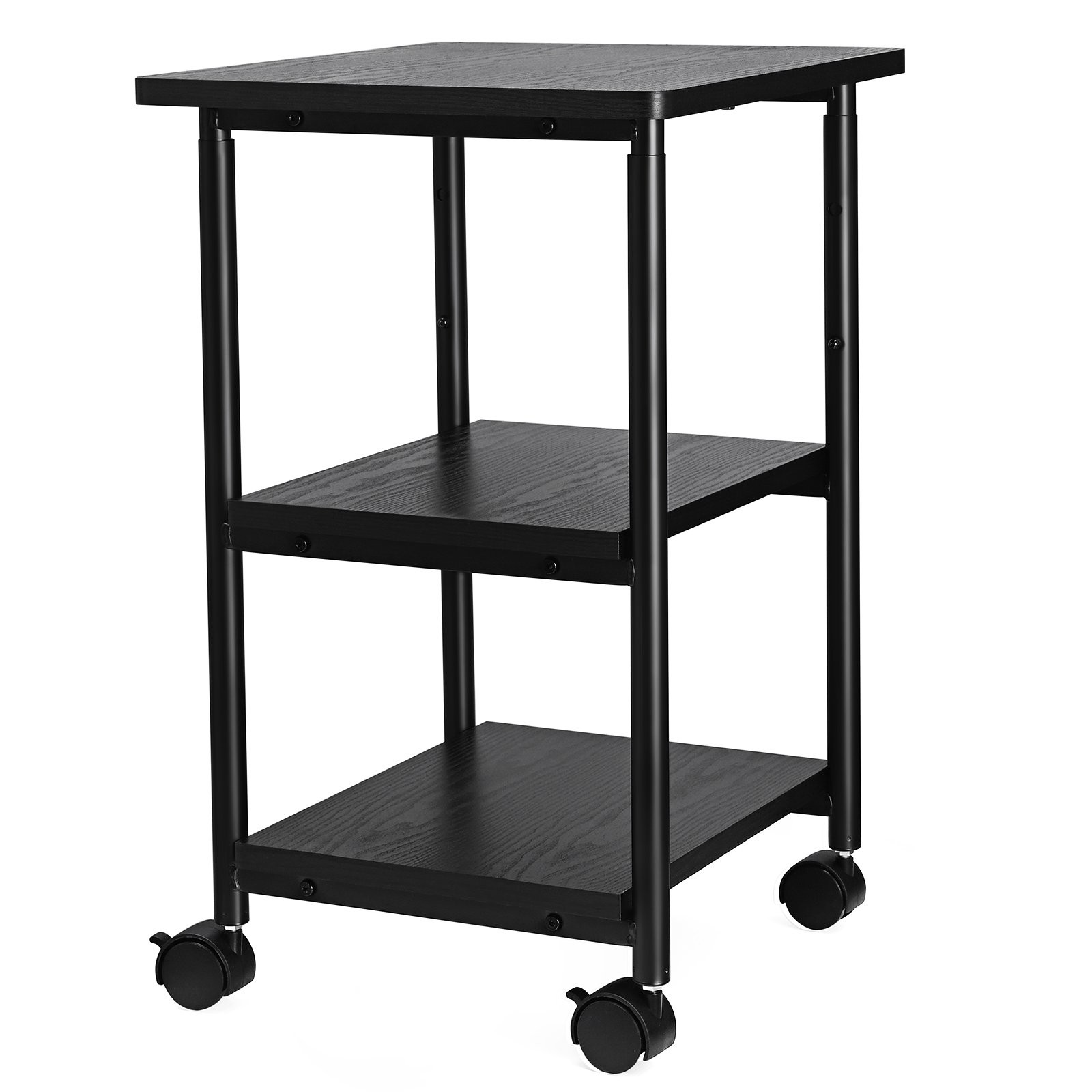 VASAGLE Heavy-Duty Printer Stand with Locking Wheels, 3-Tier, Ebony Black