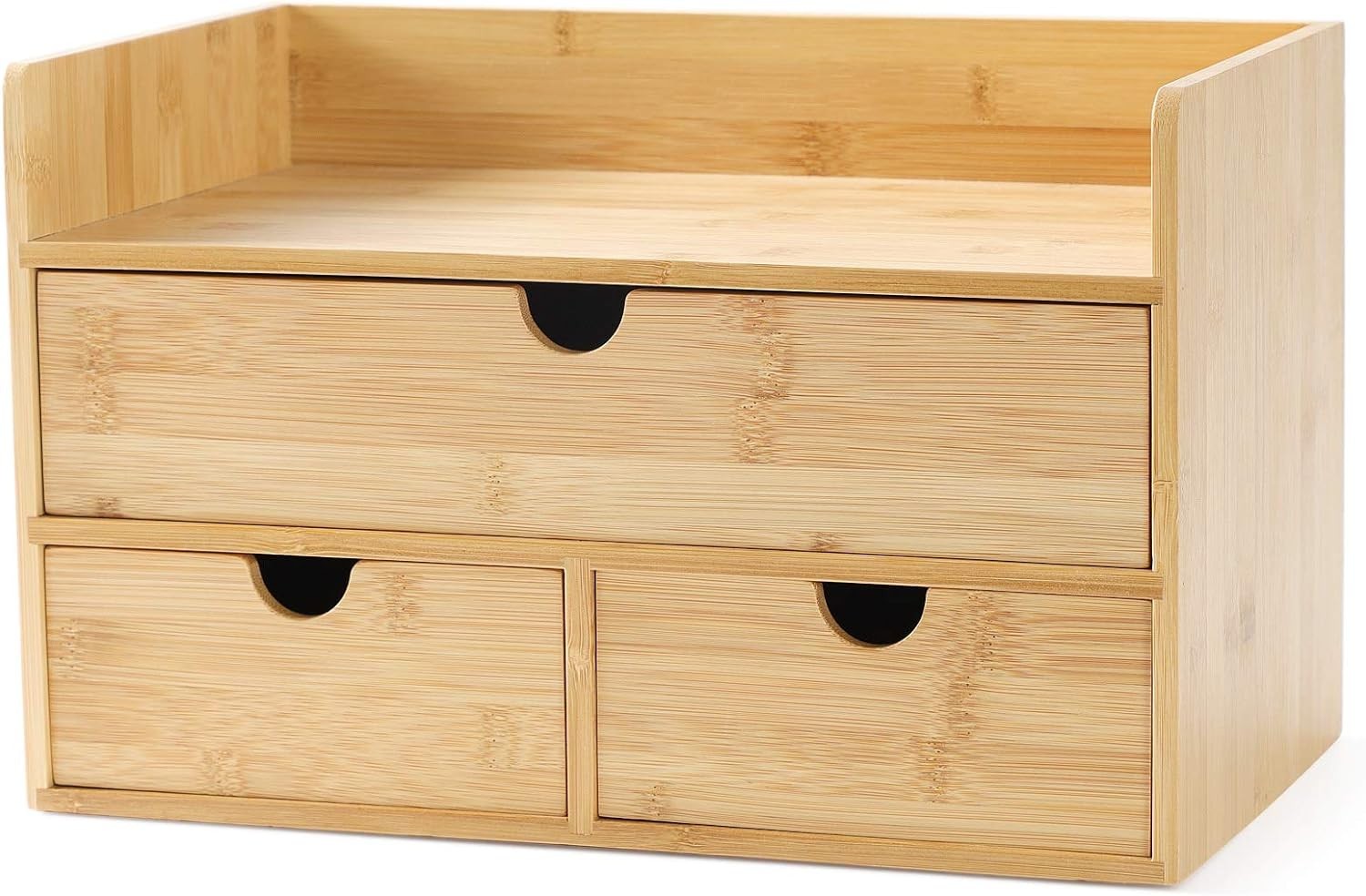 Bamboo 3-Drawer Desk Organizer with Shelf, No Assembly, 12.99×7.48×7.87 in