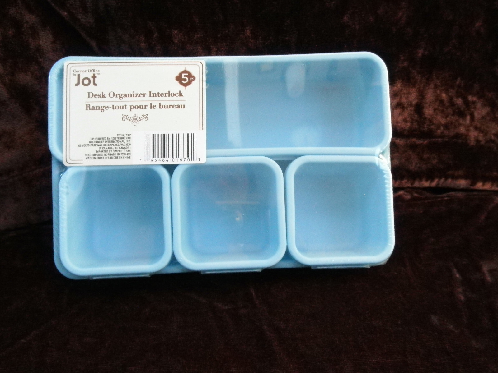 NEW by JOT, DESK ORGANIZER INTERLOCK 5 PIECES PLASTIC (BLUE) FREE USA SHIPPING