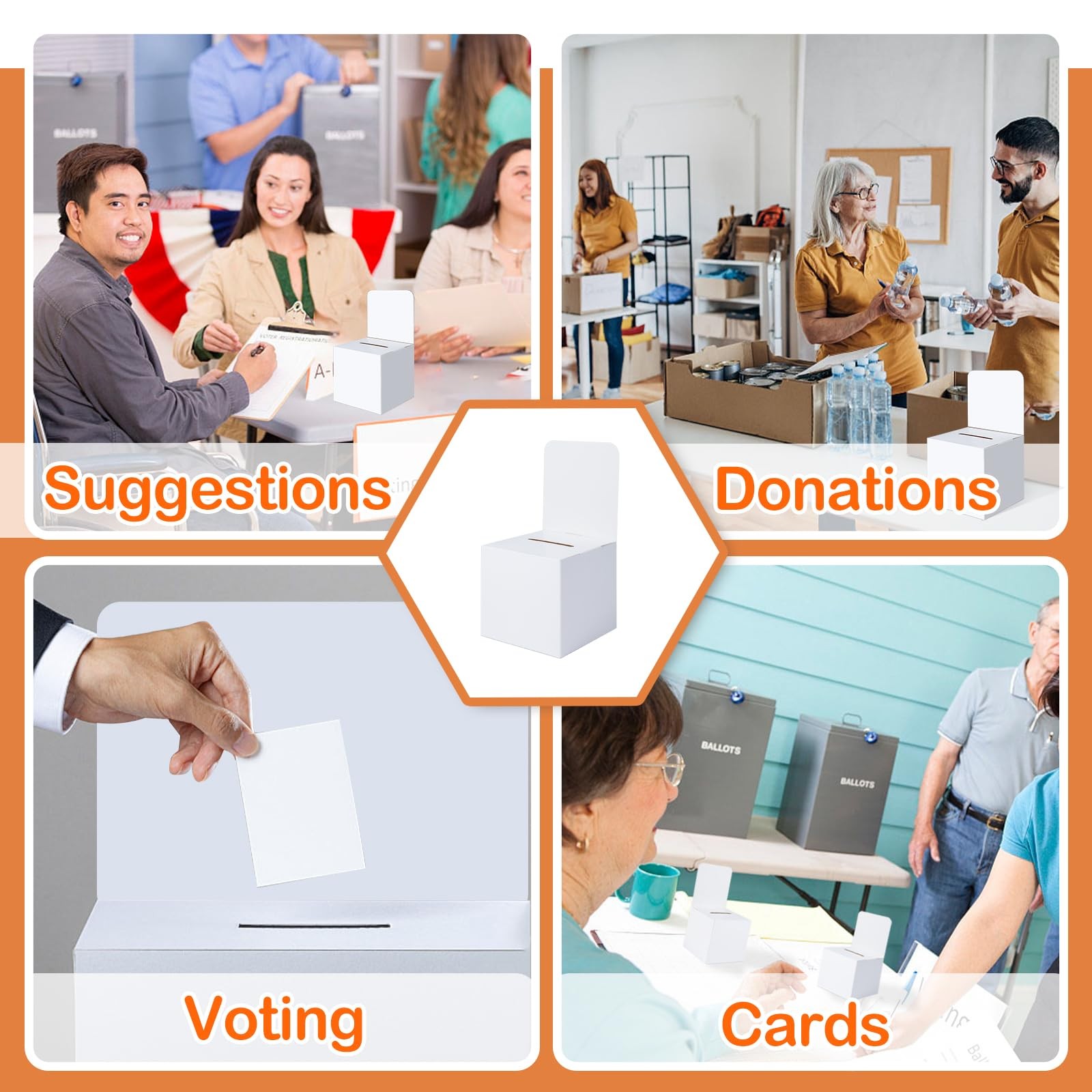 VOISEN Raffle Box,12 Pcs Boxes with Slot,Cardboard Ballot White 12p