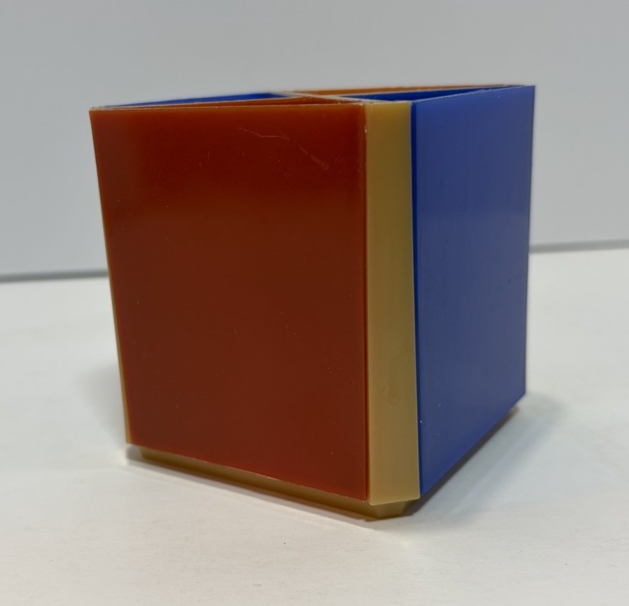 Vtg 1970s Modular Desk Caddy Cube Space Age MCM Plastic Organizer Hong Kong 3″