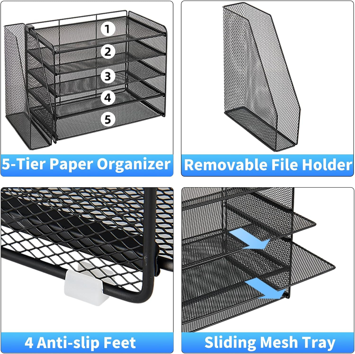 Desk Organizers and Accessories, 5-Tier Paper Organizer Letter Tray with Magazin