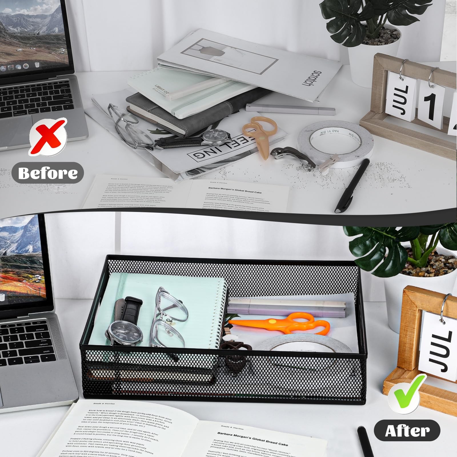 Desk Drawer Organizer A4 Large Black Mesh Portable Paper Letter Mail Basket