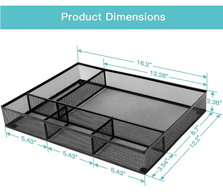 HUANUO Desk Drawer Organizer- 5 Compartments Large Space,16.2 X 12.2 X 2.36 Inch