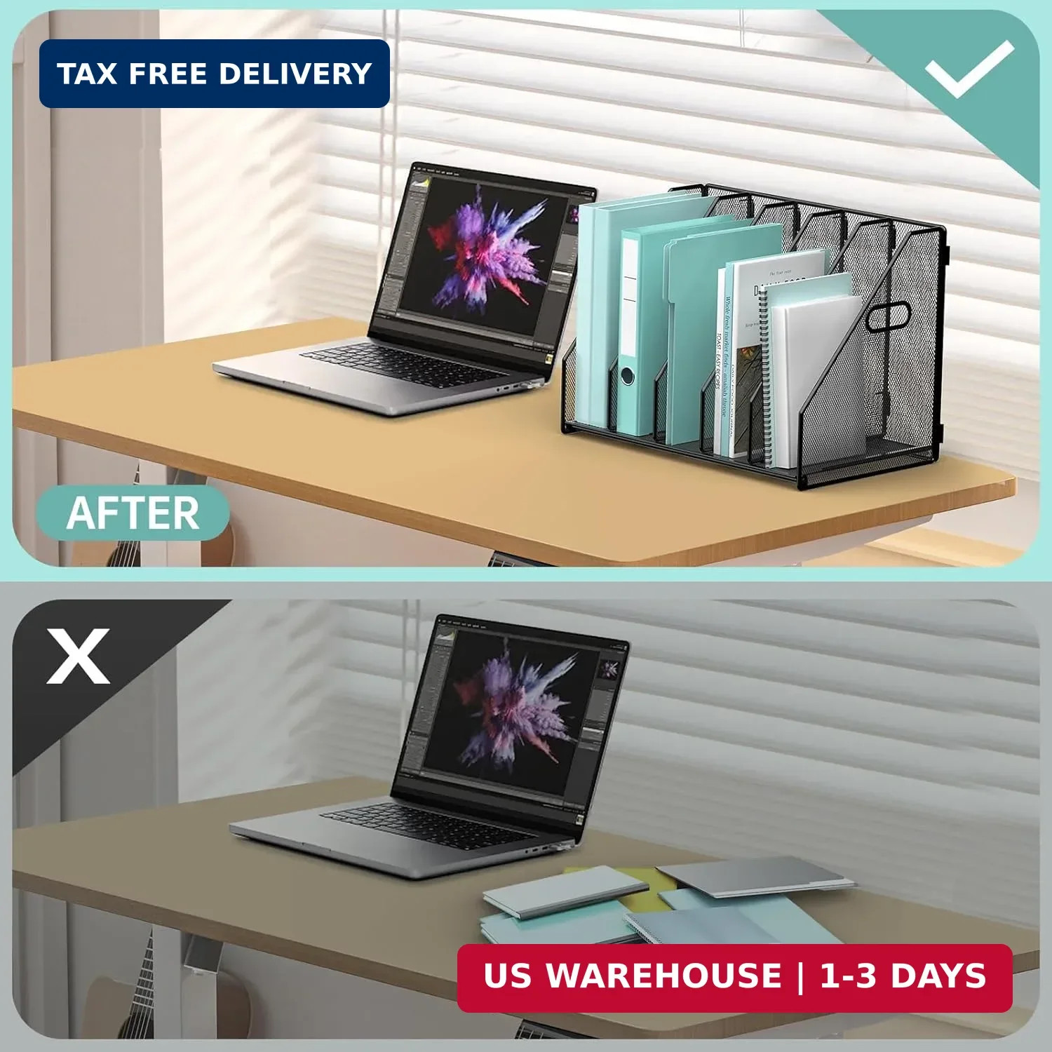 Gawerk Desktop File Magazine Folder Holder 5 Vertical Compartments, Desk Organiz