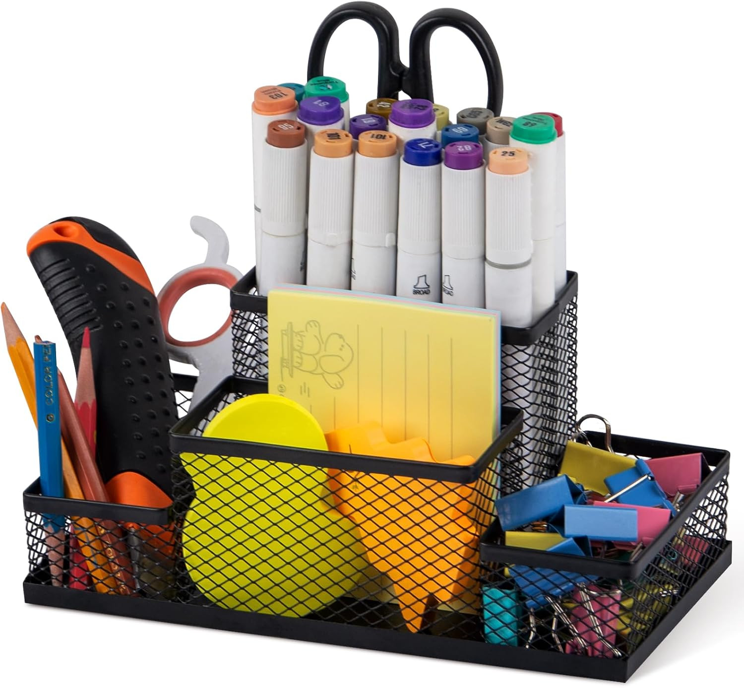Pen Holder and Desk Organizer, Office Caddy Storage for School Home Office (Blac