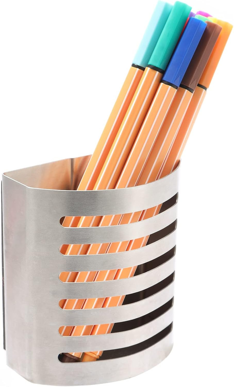 2 Pack Magnetic Modern Pen and Pencil Holder, Metal Writing Utensil Storage Orga