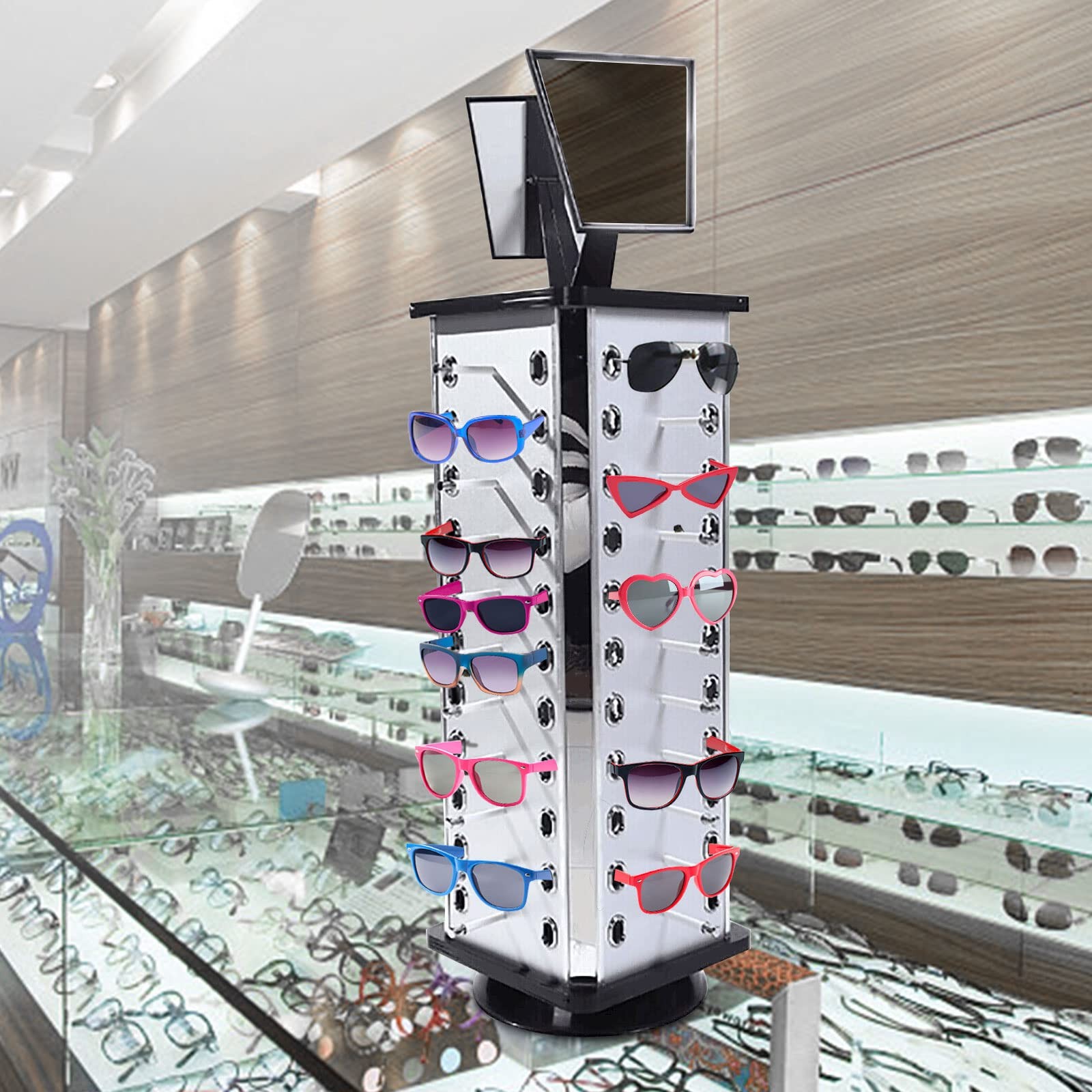 YIYIBYUS 360° Rotating Sunglasses Organizer Square;15 x 34.7inch, As shown