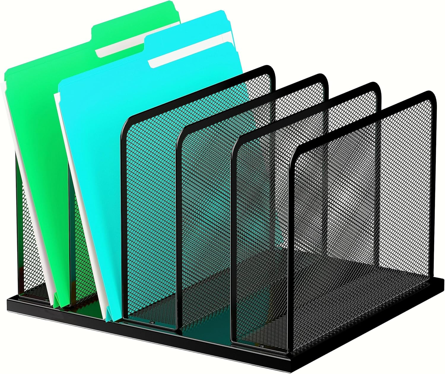 Kuntine.B Desk File Organizer 5 Sections Upright Mesh Desktop Organizer File Sor
