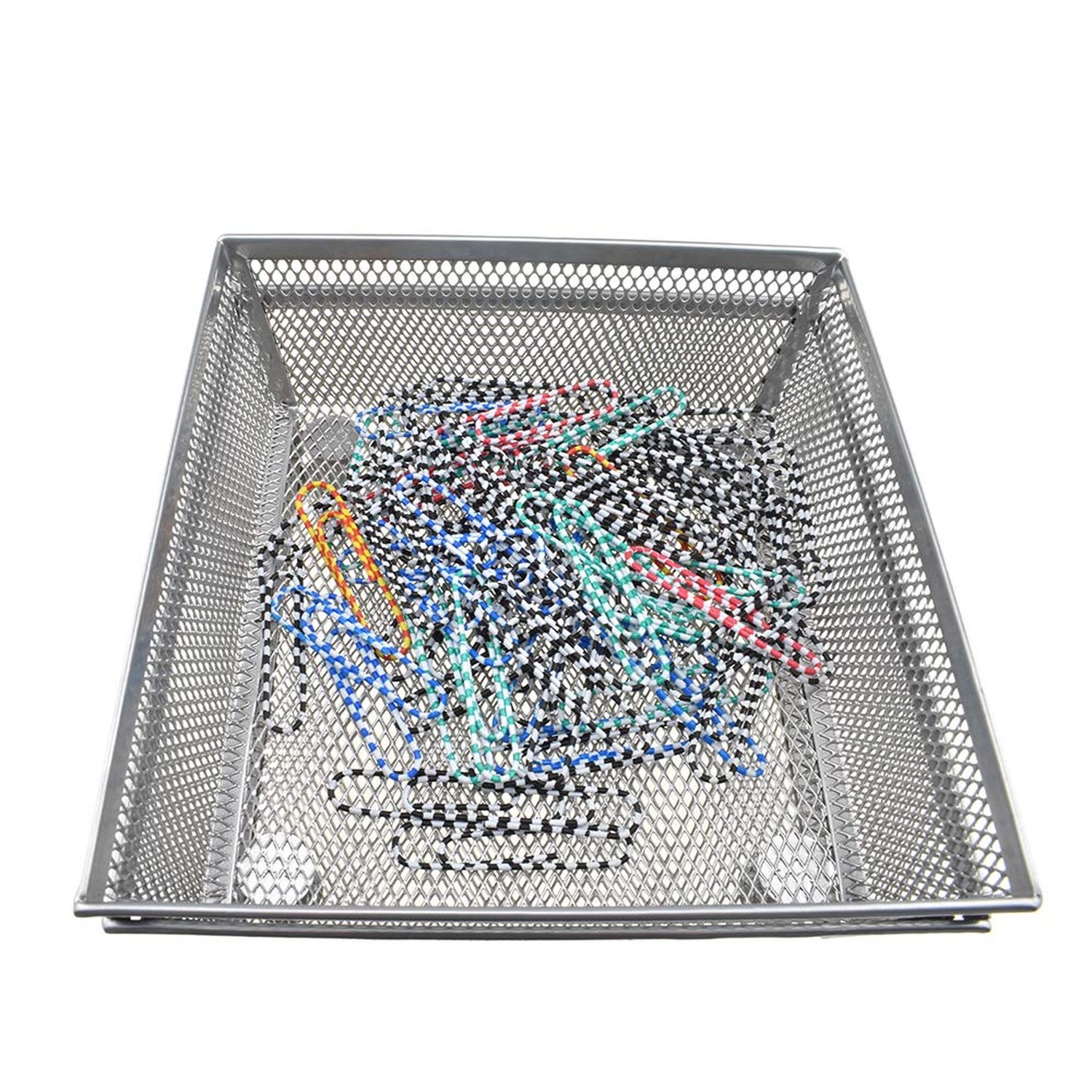 HAHIYO Stackable Mesh Tray Cup 6 x 6 x 2 inches Sturdy Container for Desk Dra…