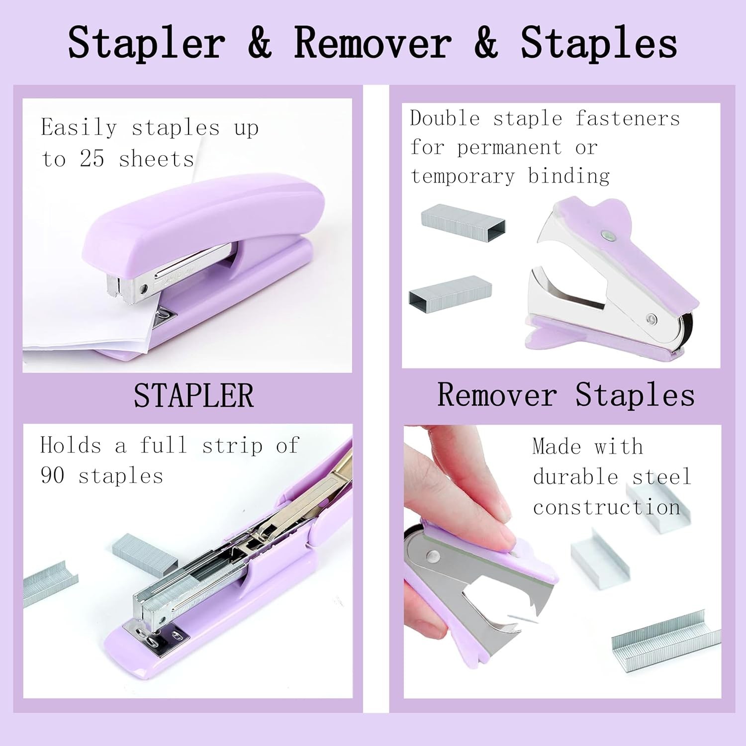 Purple Office Desk Accessories Supplies, 12pcs Desk Organizers and Accessorie…