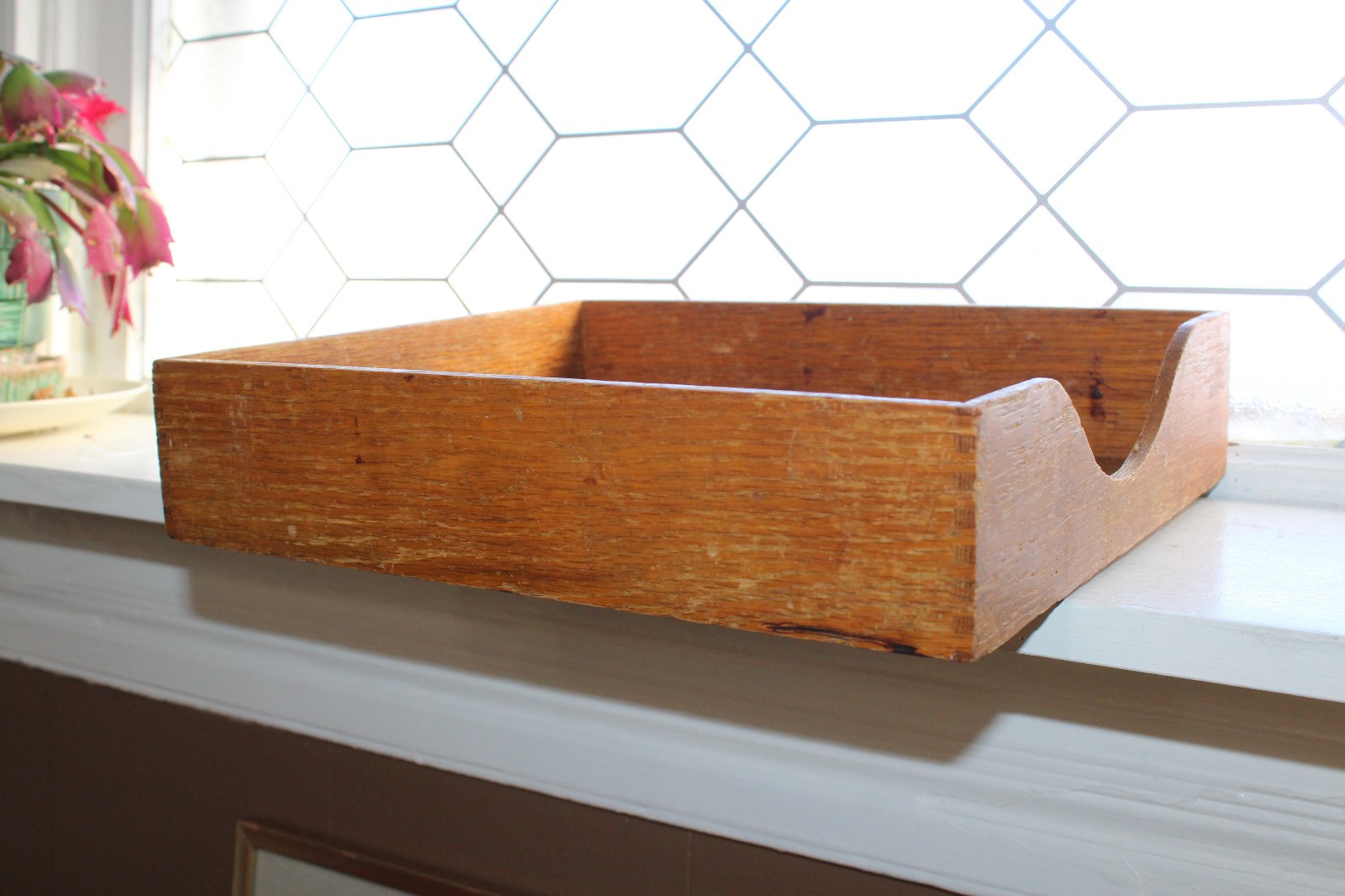Vintage Mid Century Globe Wernicke Wooden Paper Tray Desk Storage