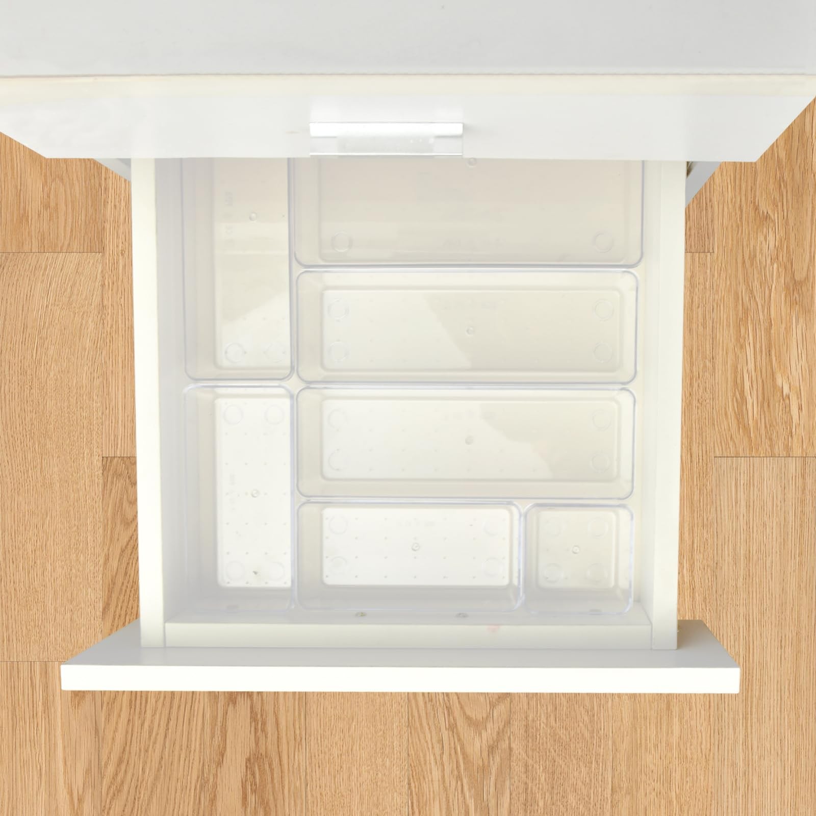 Kitchen Drawer Organizers, 15 Clear Plastic Trays, Jewelry Makeup