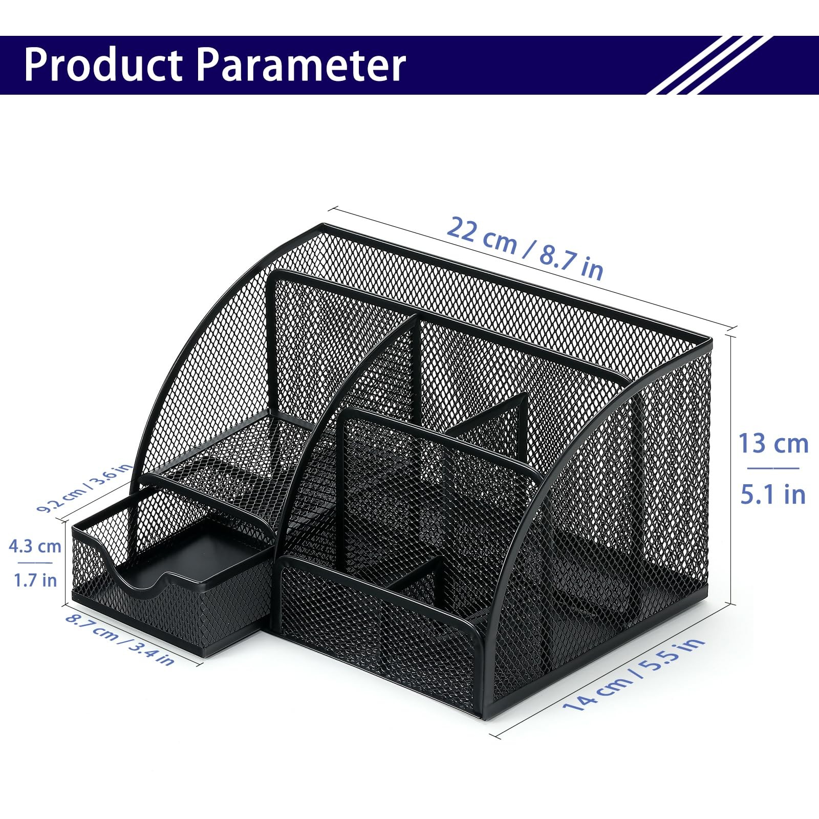 Boutilon Mesh Desk Organizer Desktop Office Supplies Stationary Black
