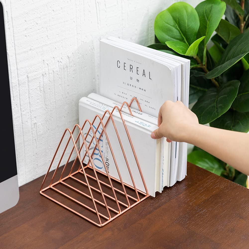 Sooyee 2 Pack 9 Slot Rose Gold Magazine Holder, Desktop File Sorter