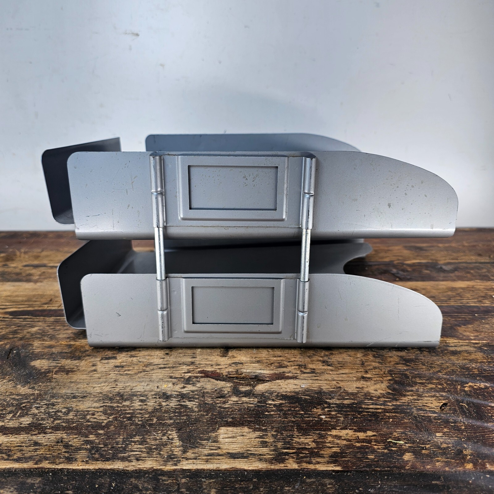 Vintage ASE Metal Double Stacked Paper Tray Desk Organizer