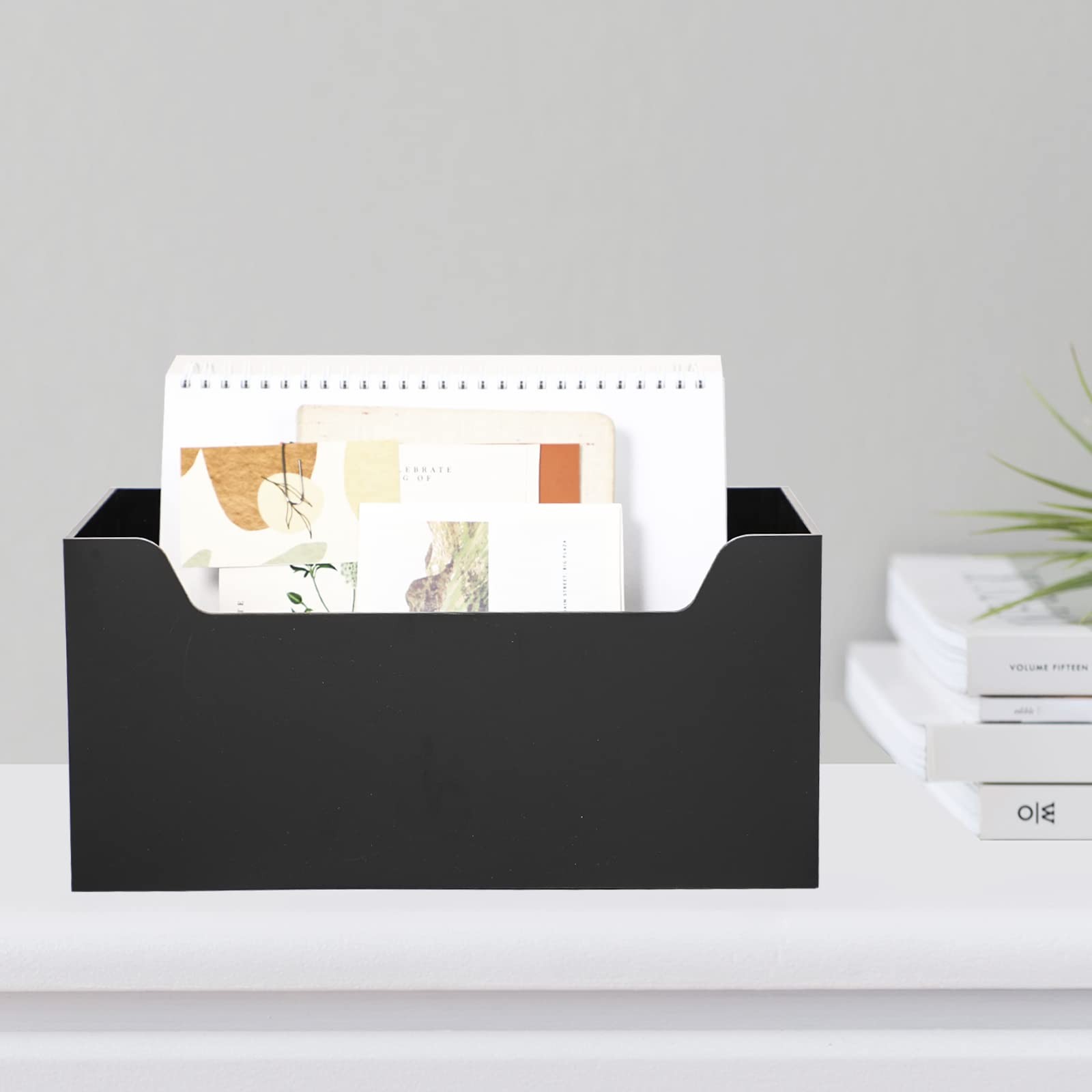 Black Acrylic Mail Holder Countertop Vertical Bill Envelope Sorter Basket