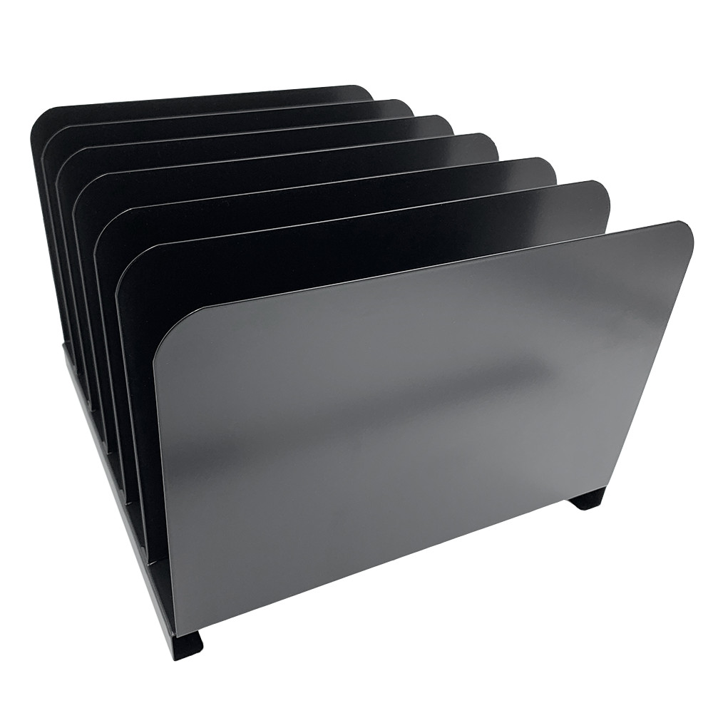 Huron Vertical 6 Slot Steel Desk Organizer/Sorter Black HASZ0144