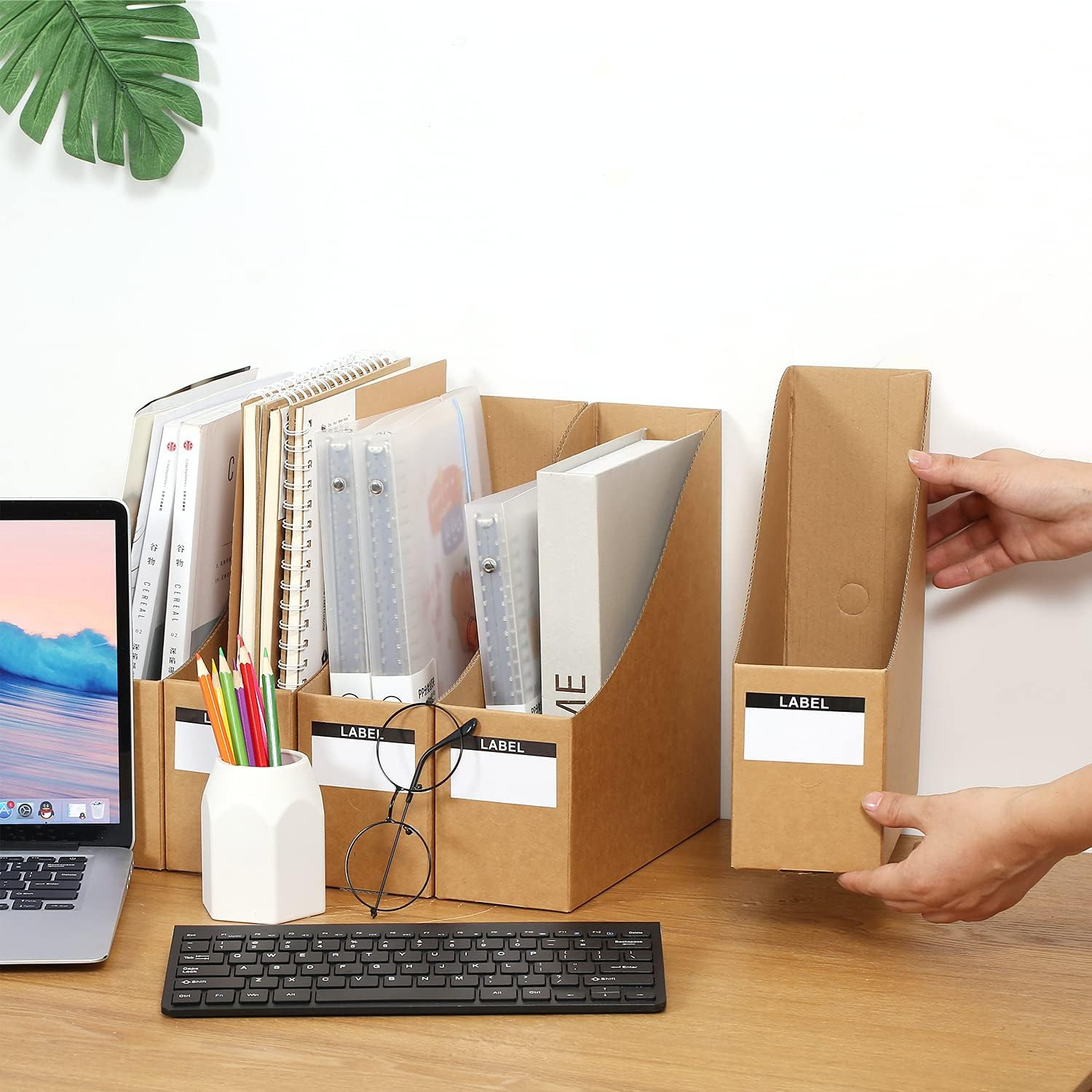 Foldable Desk File Holder Organizer Sturdy Cardboard Magazine Storage Box Docume