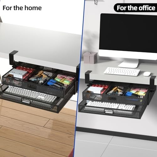Under Desk Drawer Organizer No Drilling 2 Slide Out Drawer under Table Storage D
