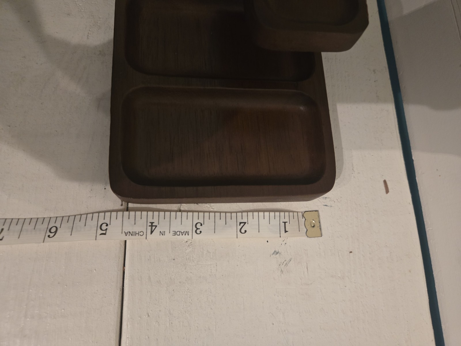 VTG Swank Wood Desk Valet, Organizer with Brass Details. 17.5 x 4.5.