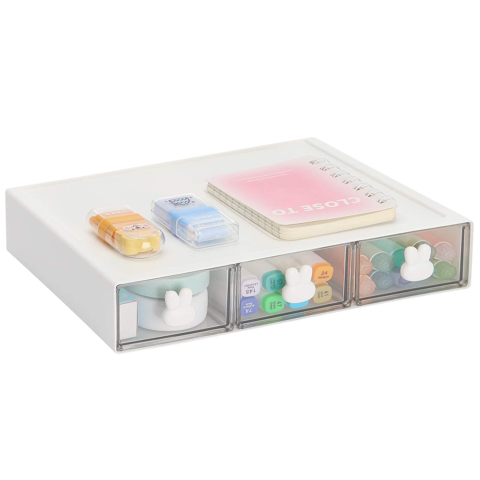Stackable Desk Organizer, Plastic Storage Drawer for Office School Home Makeu…