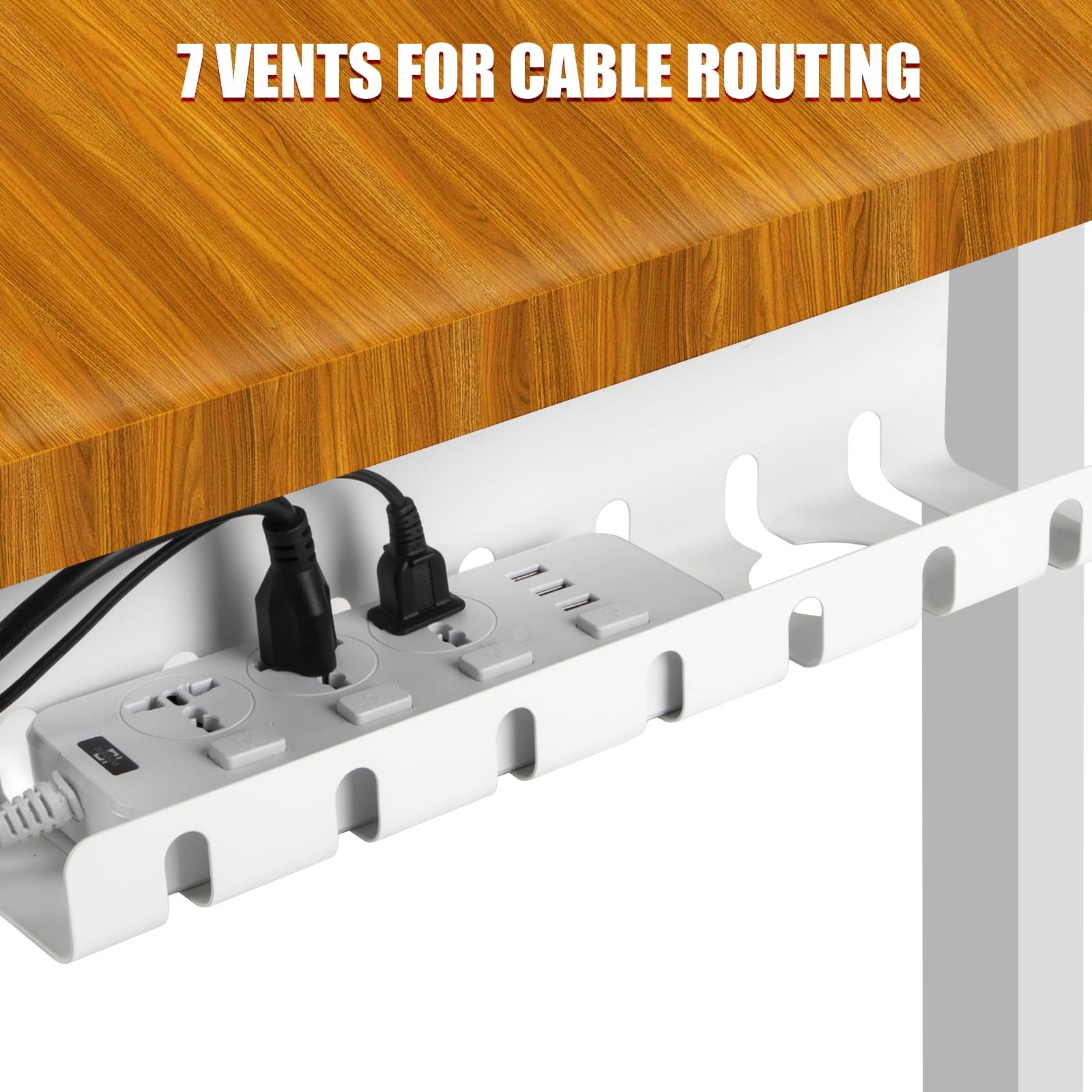 Under Desk Cable Management, 2 Pack 17″ Tray L x 4″ W x H, White