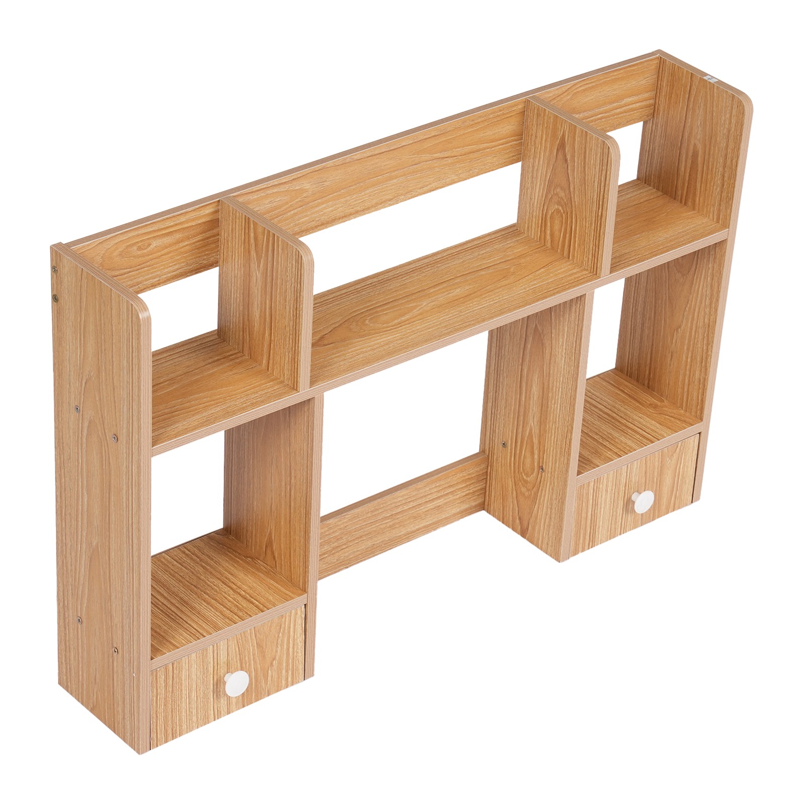Double Layer Three Grid Two Drawer Desktop Storage Rack, Office Storage Rack