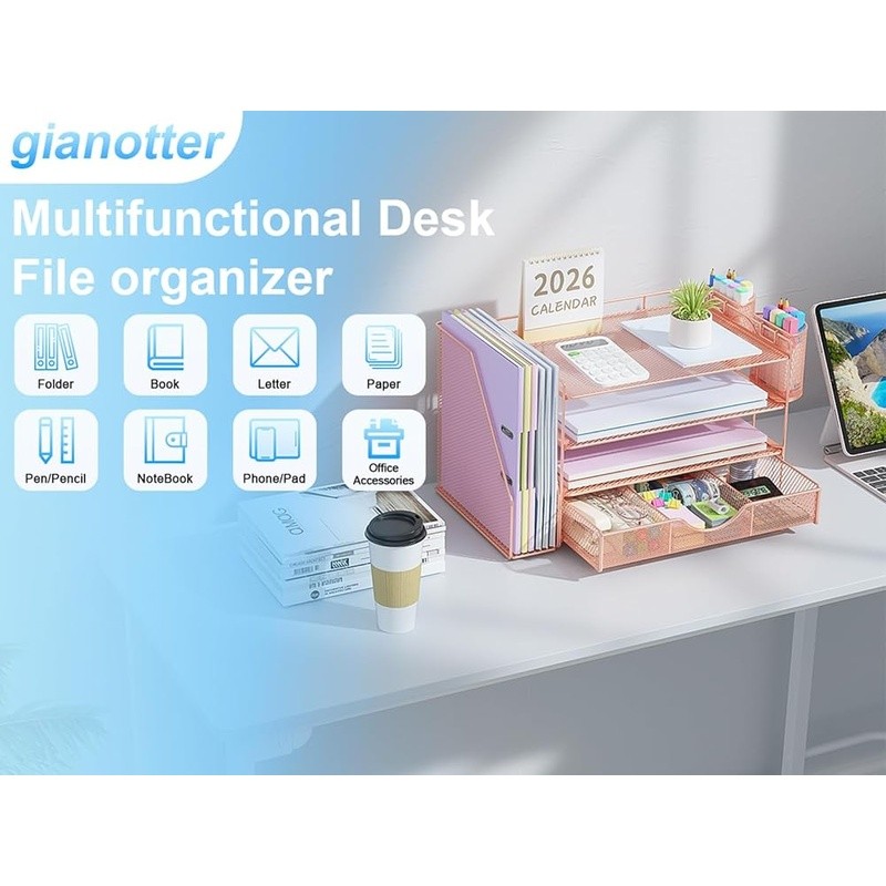Durable Metal Mesh File Organizer Easy Assembly Desk Storage Rust Resistant New