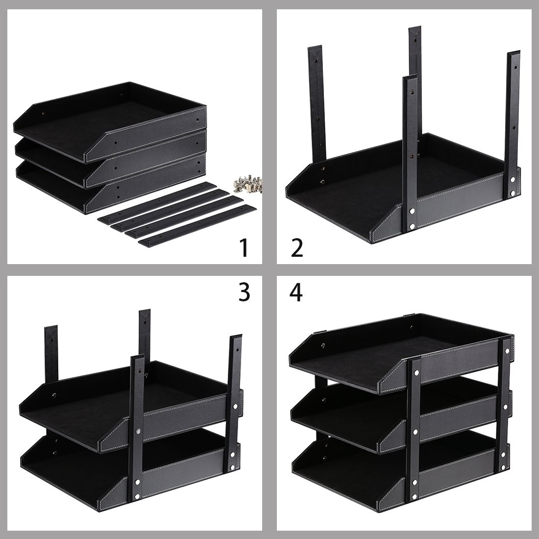 Leather Desk 13.8 inches (L) x 12 (W) x 10.8 (H), Black