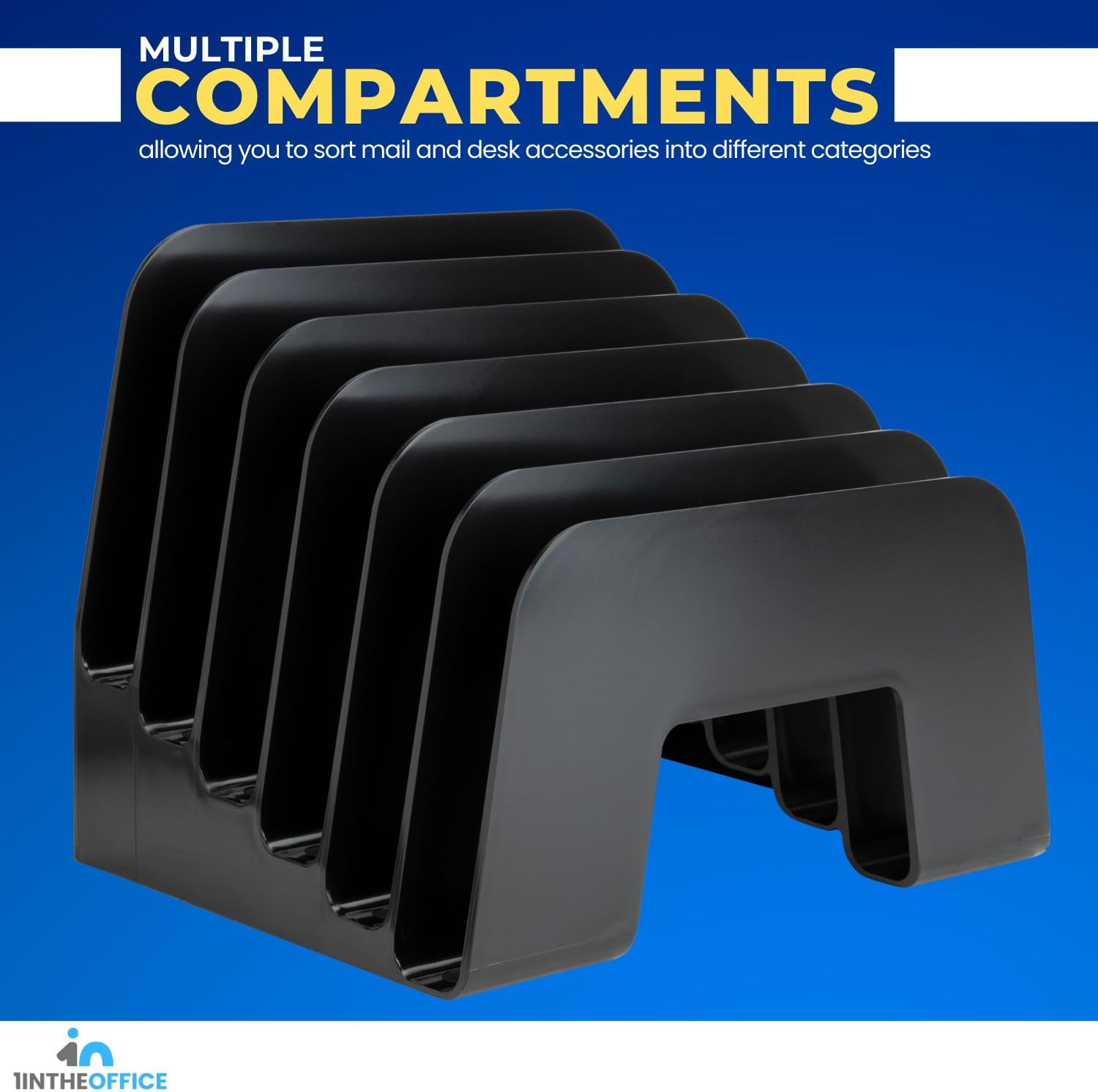 Incline Desktop File Sorter, 6 Compartments Step Sorter, Black