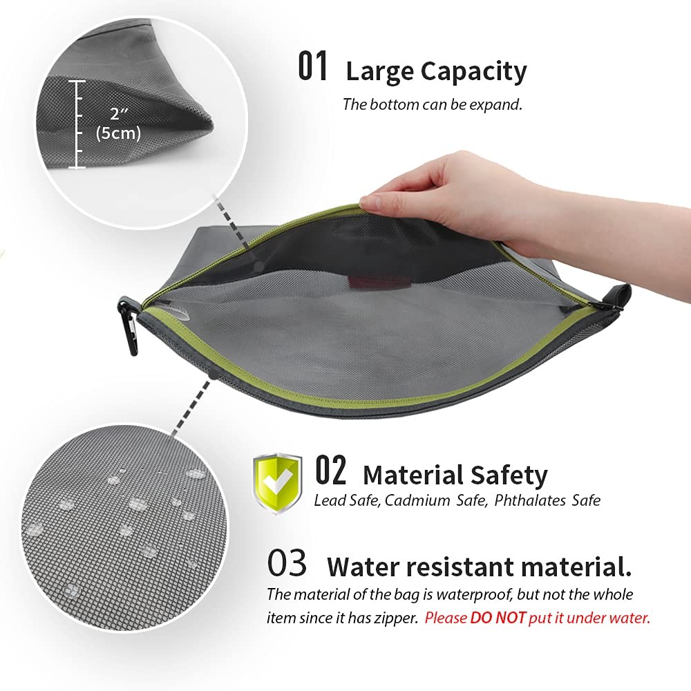 Water-resistant Material Zipper Pouch, Mesh Zipper Bags for Storage, Travel, …