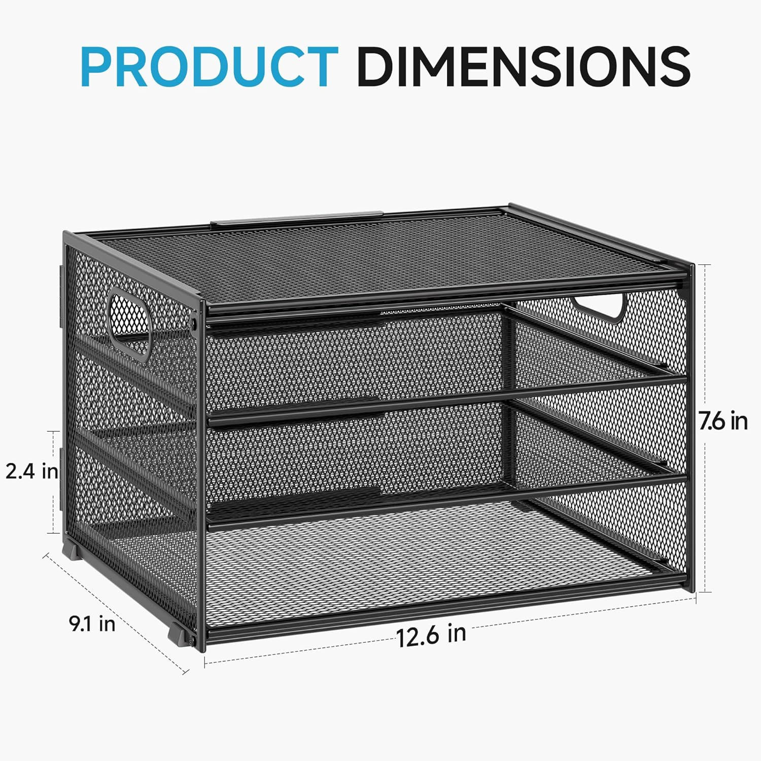 3-Tier Letter Tray Desk Organizer, Mesh Metal Paper File Tray Organizer for Desk