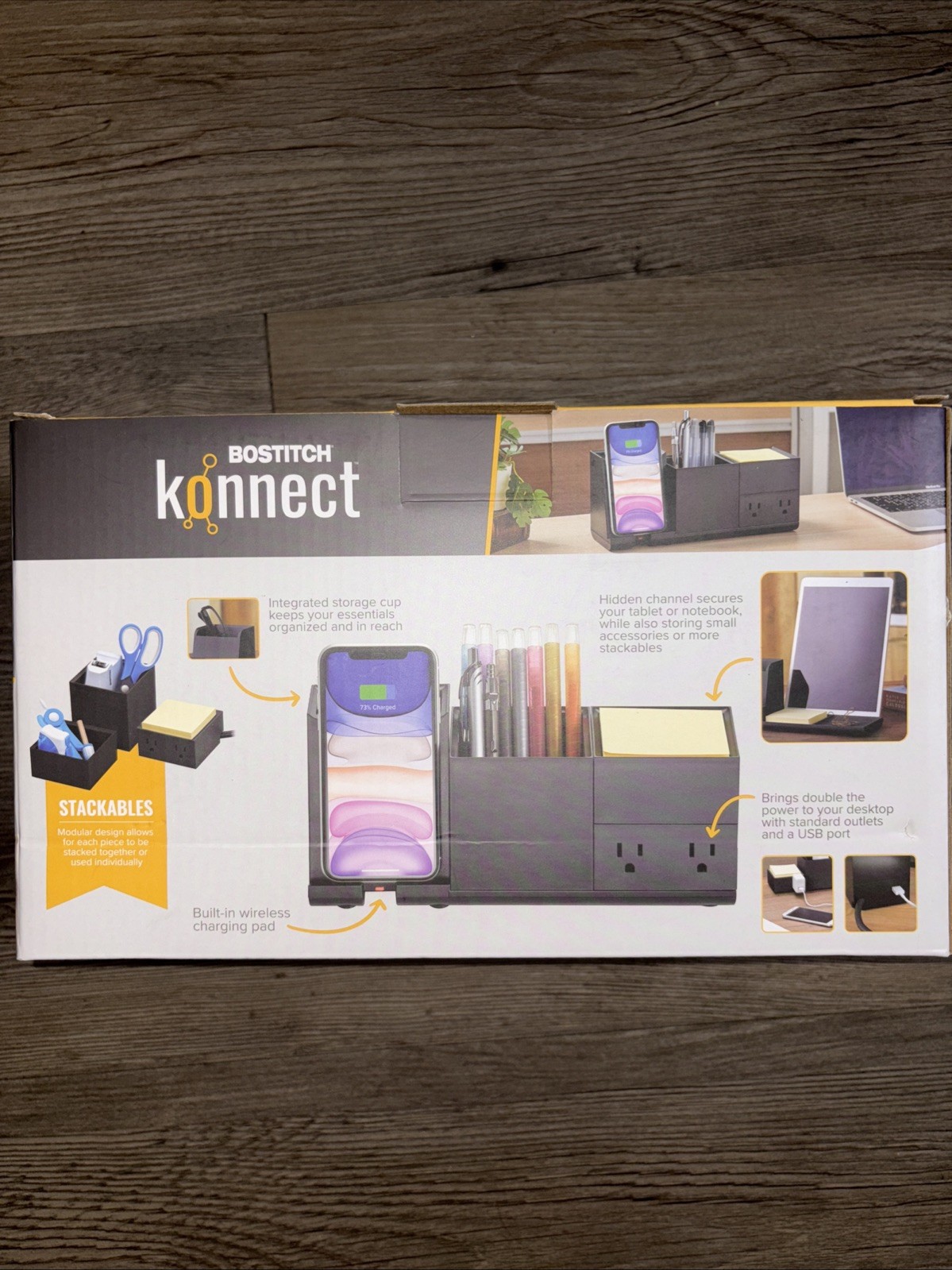 Bostitch Konnect 4-piece Wireless Charging Desk Organizer Kit NEW Sealed