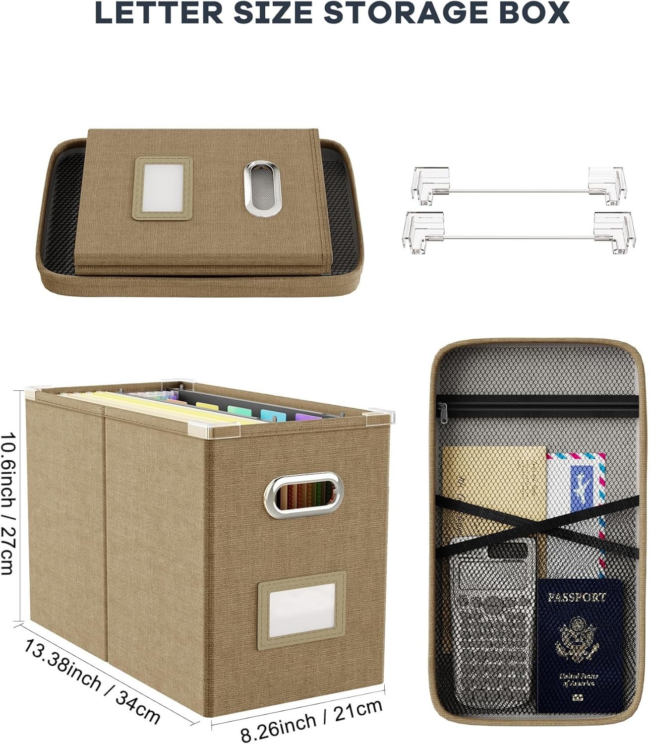 Woven File Box Taupe – Threshold™: Office Desk Organizer, Supplies Holder,