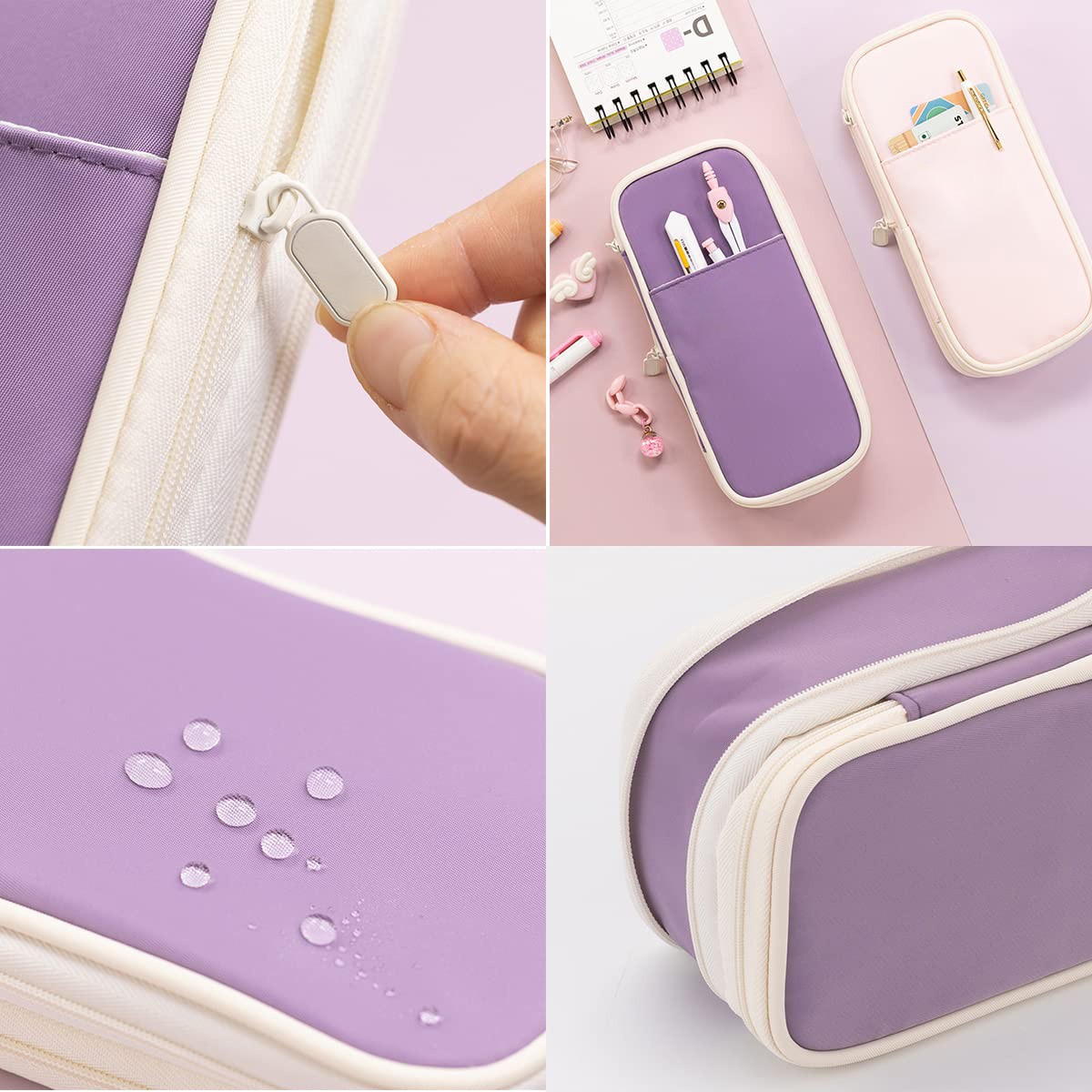 Heavy Duty Pen Pouch, 60+ Slot Holder, Ergonomic Design, Light Pink