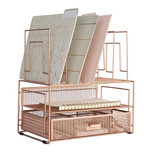 Rose Gold Desk Organizers and Storage Accessories Desktop Rack File Organizer