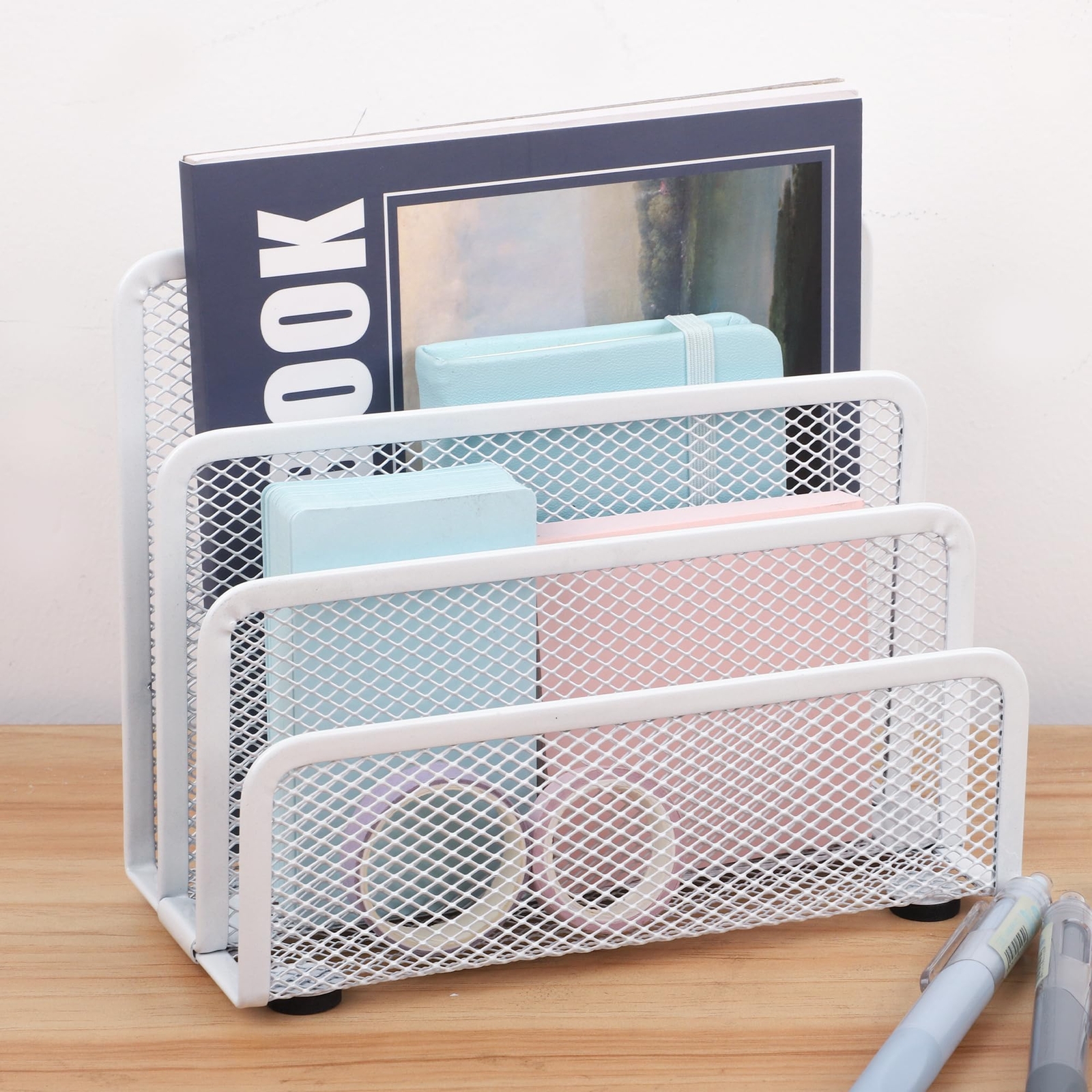 Desk Mail Organizer White 2 Pack Office Small Letter Sorter Desktop File Orga…