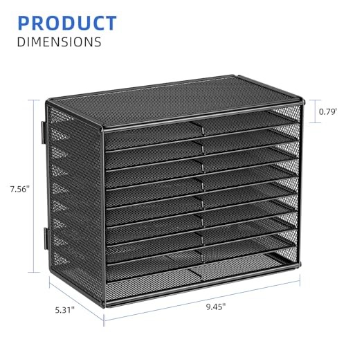 Marbrasse 9 Tier Metal Mesh Marker Organizer, Large Capacity Desk Storage Rack H