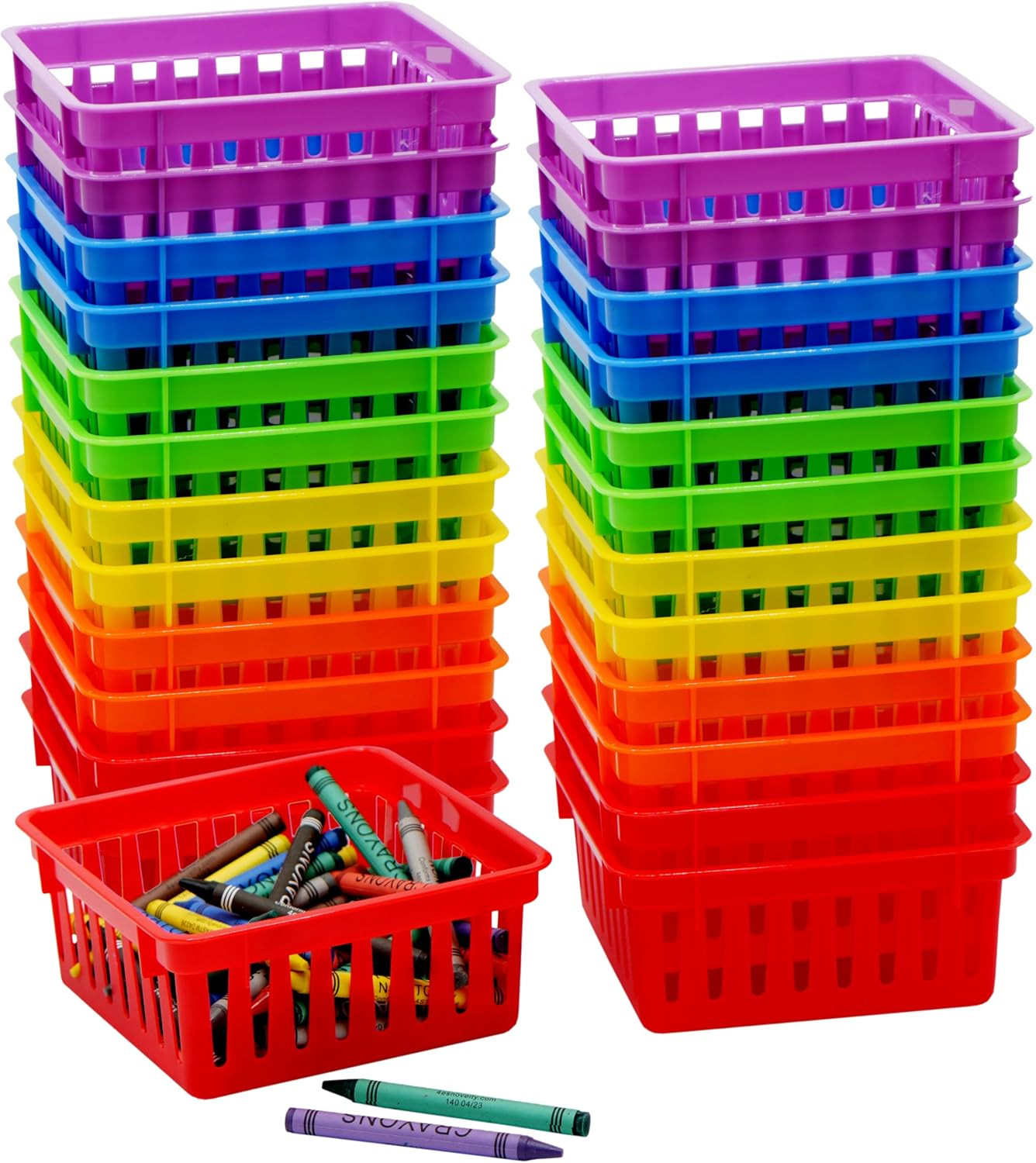 24 Pack Small Classroom Storage Baskets, Pack Bulk, Square 4.5″ Sturdy Plastic C