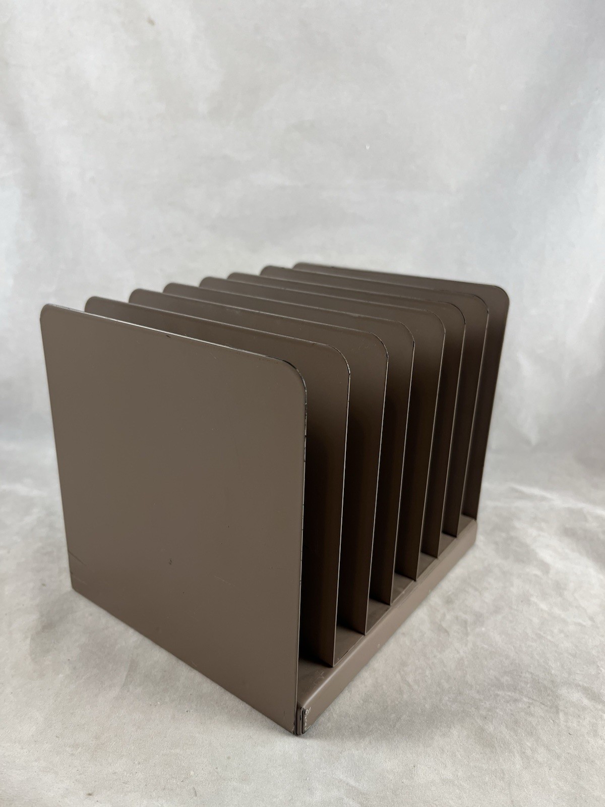 Small Metal Desk File Letter Paper Organizer 7.25 x 6 x 6 Inches Vintage