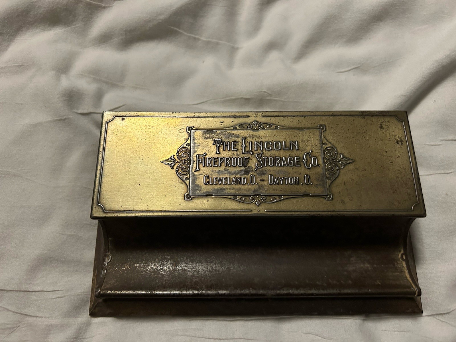 Brass Desk Organizer By: The Lincoln Fireproof Storage Co.