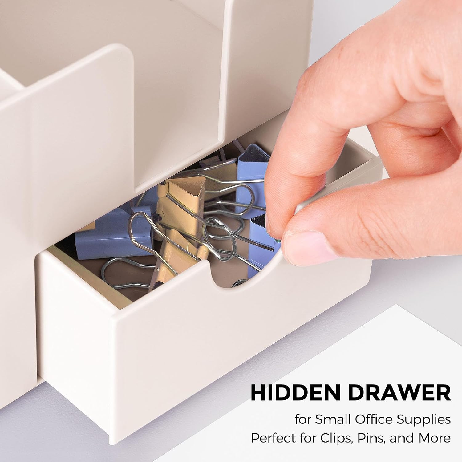Small Desk Organizer with Drawer | 3 Compartments, Pen Holder for Desk, for Home