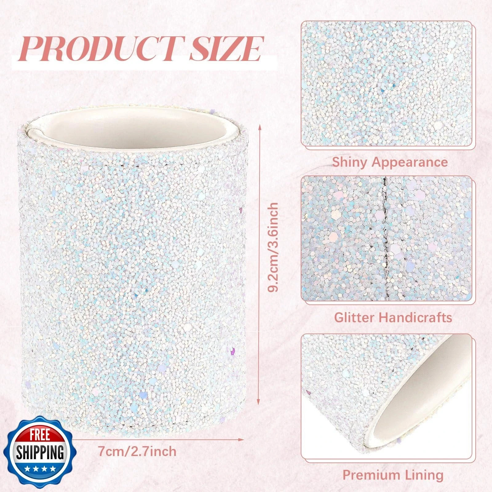 Sabary 8 Pcs White Pens with Pen Holder for Desk Glitter Crystal